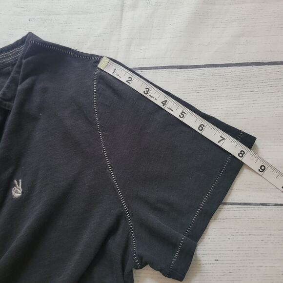 John Varvatos Star USA Size L Black Peace Polo shirt modern minimal sleek smart - Picture 6 of 11